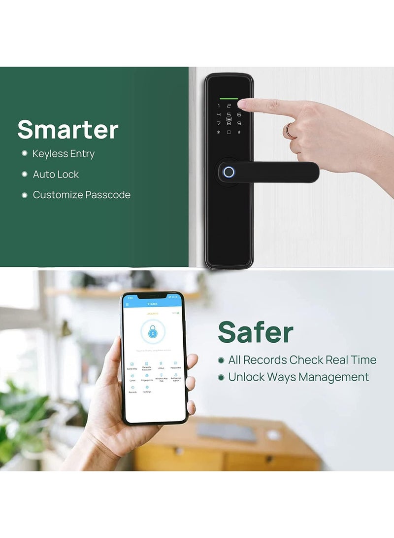 YASUCISS Smart Door Lock,WiFi and Bluetooth 2-in-1 Smart Lock,GCC Version No Need Extra Gateway,Digital Door with Reversible Handle for Home Apartment Airbnb - Image 4