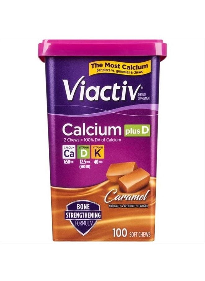 Viactiv - , Calcium Plus D, Soft Chews, Caramel - 100 soft chews, Pack of 2 - Image 1