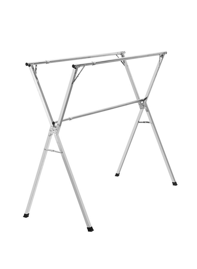 LAWAZIM Stainless Steel Foldable Clothes Drying Rack - 2.4meter - Futon Dryer, Double Bar, Extendable, Folding Clothesline Stand for Indoor & Outdoor Use, Apartments, Balconies, Homes - (142-240 cm) - Image 2