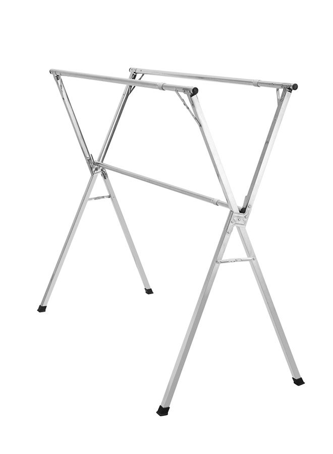 LAWAZIM Stainless Steel Foldable Clothes Drying Rack - 2.4meter - Futon Dryer, Double Bar, Extendable, Folding Clothesline Stand for Indoor & Outdoor Use, Apartments, Balconies, Homes - (142-240 cm) - Image 1