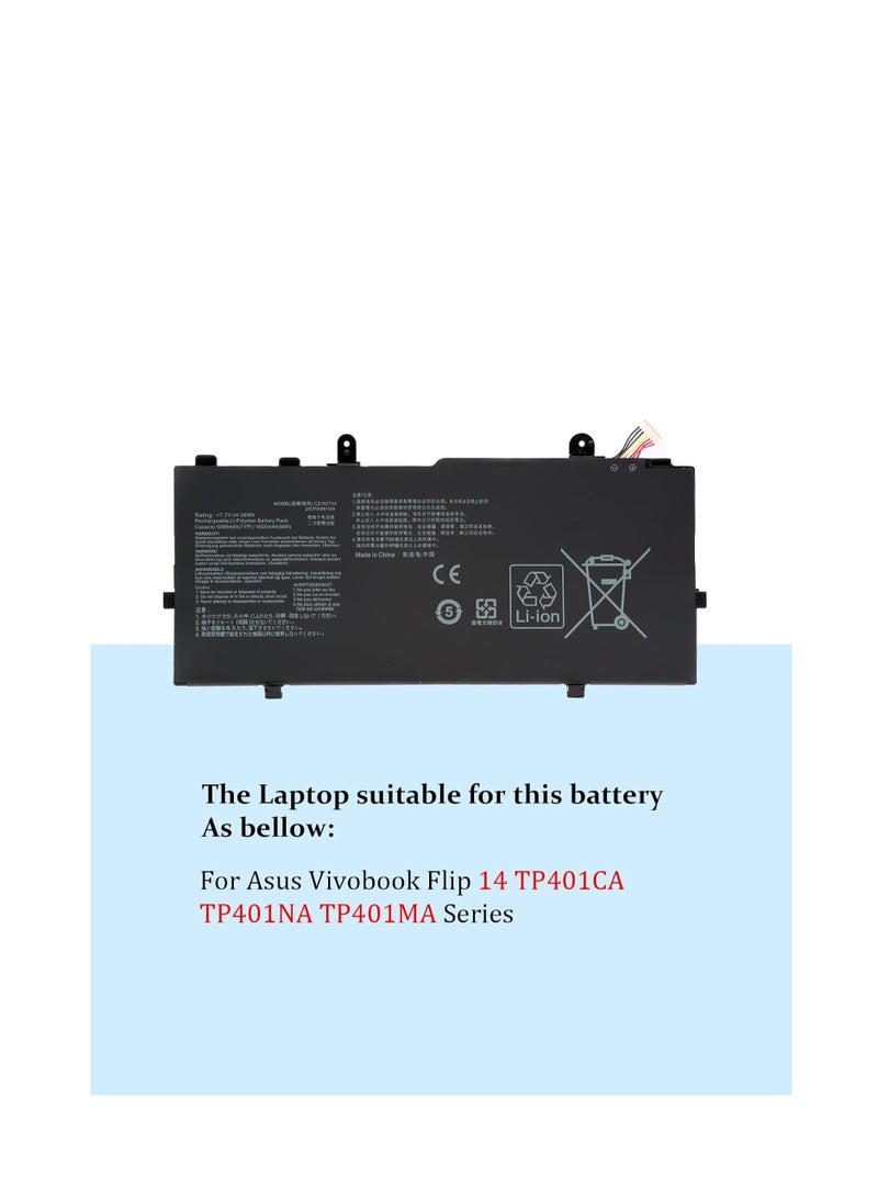 Terabyte 7.7V 39Wh C21N1714 Batería portátil compatible para Compatible for ASUS TP401NA J401MA TP401 J401CA 0B200-02740000 - Image 3