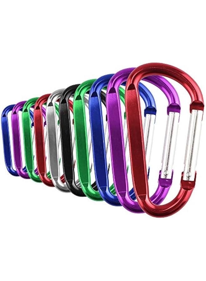 SWATOM Aluminum D-Shape Carabiner Clip 1.6/1.8/2.2/2.6/3 Inches Spring Snap Hook Keyring Carabiners for Camping Traveling Hiking Keychains Outdoor Accessories (10P/20P) - Image 1