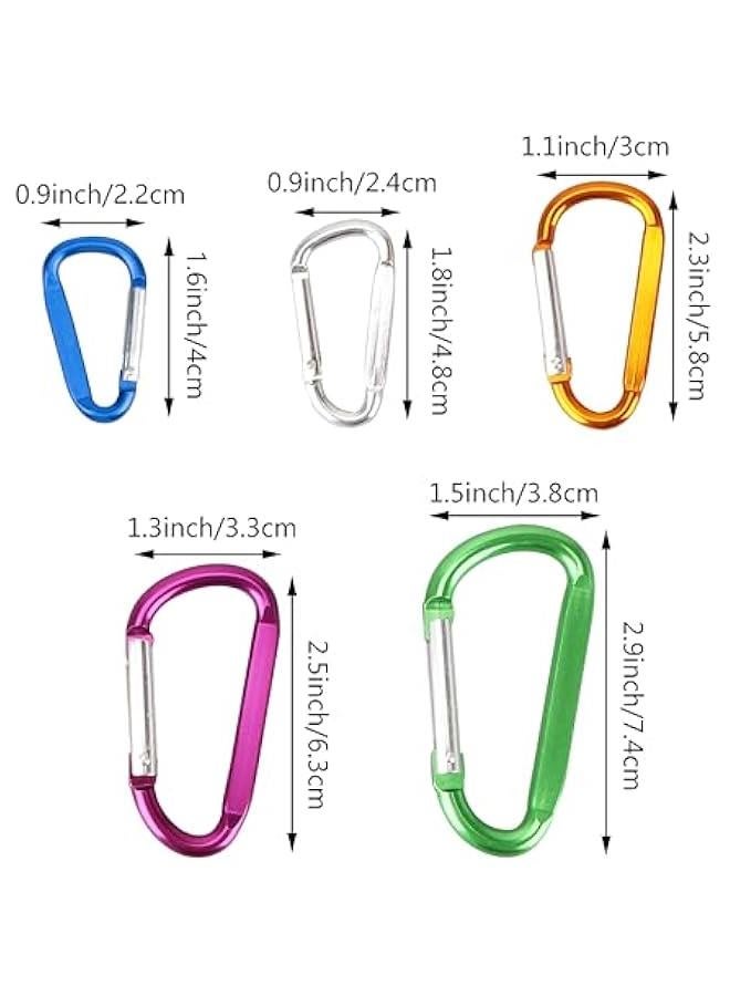 SWATOM Aluminum D-Shape Carabiner Clip 1.6/1.8/2.2/2.6/3 Inches Spring Snap Hook Keyring Carabiners for Camping Traveling Hiking Keychains Outdoor Accessories (10P/20P) - Image 2