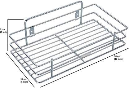 Kavid Stainless Steel Multipurpose Single Layer Rack Kitchen Rack Bathroom Shelves and Racks Steel Wall Mounted for Home Stainless Steel 159 x 305 x 89 cm Silver - Image 2