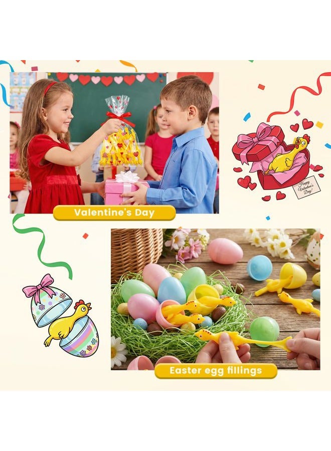 POPLAY 42PCS Flying Chicken Slingshot, Flicking Rubber Chicken Finger Catapult Toys Stretchy Chicken Toy for Kids Adults Party Favors Goody Bags Novelty Gifts - Image 3