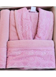 özdilek Fidelya Family Bathrobe Set Cream-Pink  - Image 2