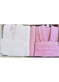 özdilek Fidelya Family Bathrobe Set Cream-Pink  - Image 1