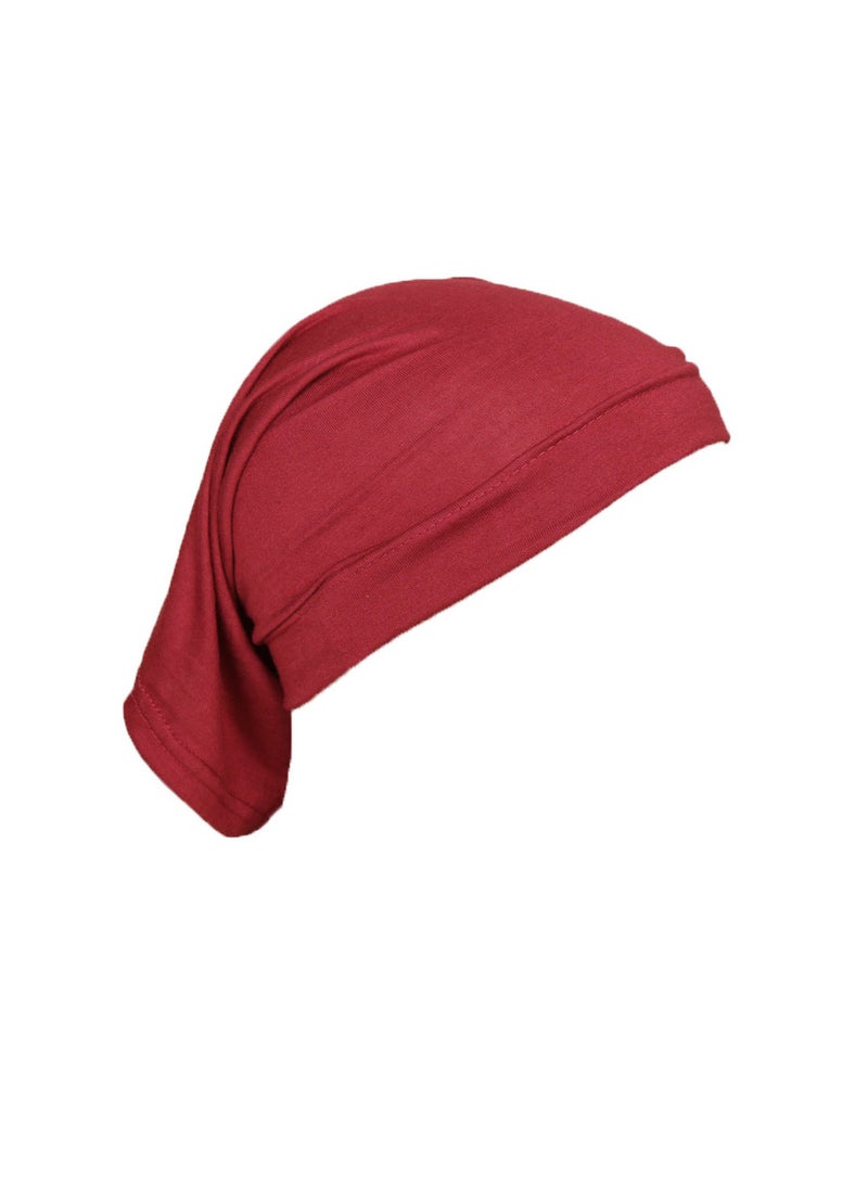 Generic Silky Cotton Beanie MSL09 Elastic Breathable Turban Cap 1# bright wine red 
