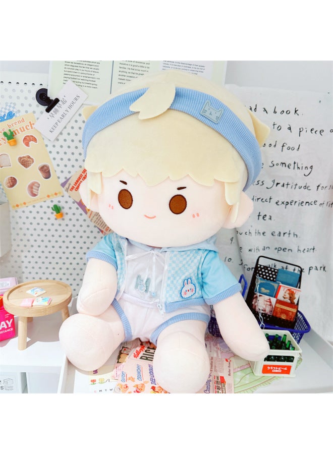 40cm Cotton Doll Sitting Posture Ichiban Baby Appreciation Clothes Suit Boy Dress Up Sweatshirt Vest Pants Hat-Specifications:40cm-Color:40cm Blue Boxer Jeans  - Image 3
