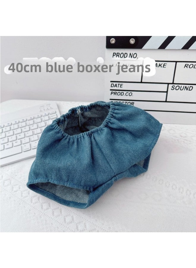 40cm Cotton Doll Sitting Posture Ichiban Baby Appreciation Clothes Suit Boy Dress Up Sweatshirt Vest Pants Hat-Specifications:40cm-Color:40cm Blue Boxer Jeans  - Image 1