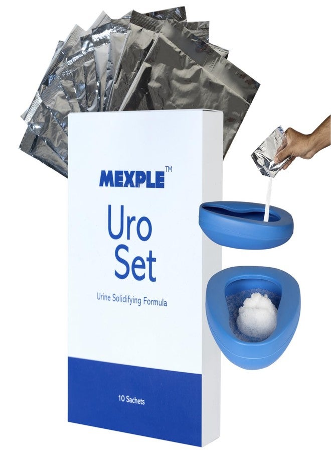 MEXPLE مسحوق امتصاص البول MEXPLE Uroset لتصلب البول | جل سحري ماص للبول يحول البول إلى جل فوريًا | عامل تبلور جل حيوي للنفايات المحمولة ومراحيض الحيوانات الأليفة | 10 أكياس، كل كيس 10 غرامات في عبوة واحدة - Image 1