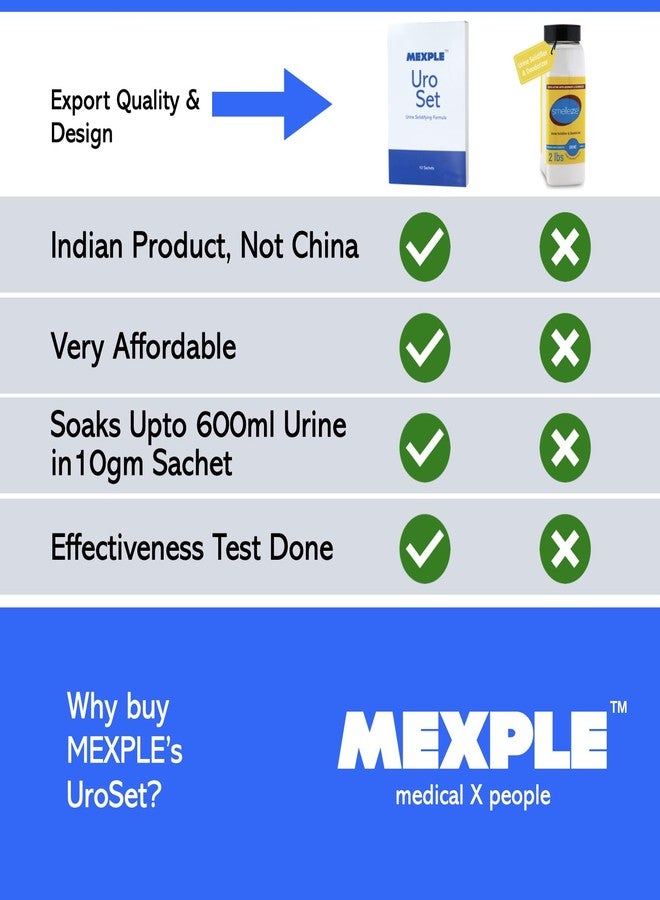 MEXPLE مسحوق امتصاص البول MEXPLE Uroset لتصلب البول | جل سحري ماص للبول يحول البول إلى جل فوريًا | عامل تبلور جل حيوي للنفايات المحمولة ومراحيض الحيوانات الأليفة | 10 أكياس، كل كيس 10 غرامات في عبوة واحدة - Image 5