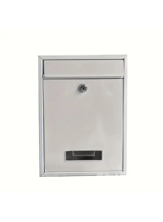 White Lockable Metal Mailbox Outdoor Wall Mounted Weatherproof Post Box with Key Large Capacity - Image 1