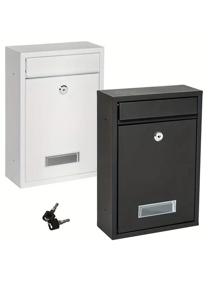 White Lockable Metal Mailbox Outdoor Wall Mounted Weatherproof Post Box with Key Large Capacity - Image 2