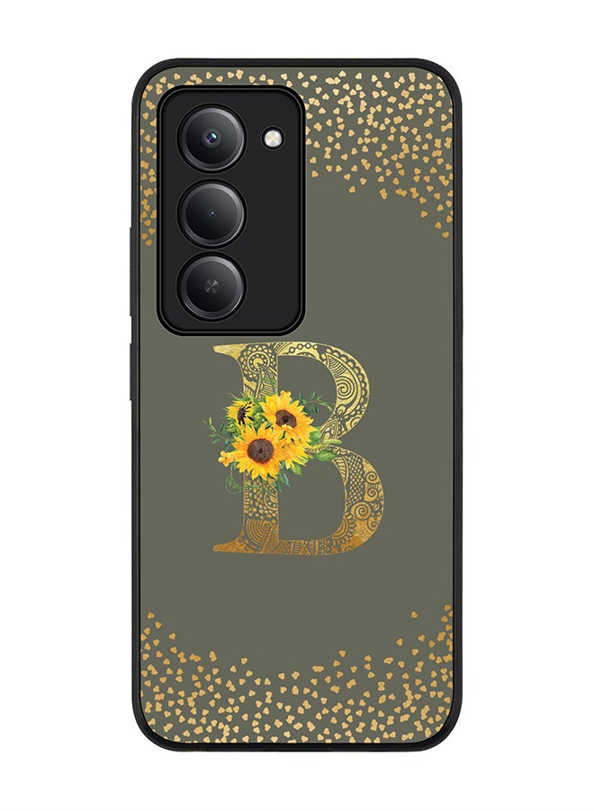Stylizedd For Xiaomi Redmi 15 5G Case,Slim fit Camera Protection, Shockproof Thin Phone cover  - Custom Floral Monogram - B  (Olive Green ) - Image 1