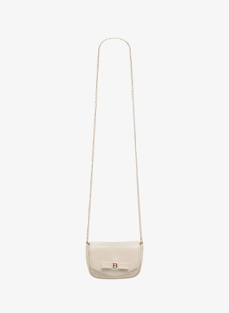 Flora Bella By Shoexpress Girls Bow Accent Crossbody Bag with Chain Strap and Flap Closure