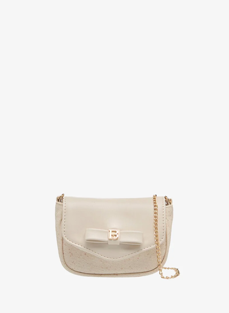 Flora Bella By Shoexpress Girls Bow Accent Crossbody Bag with Chain Strap and Flap Closure