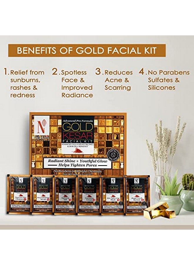 NUTRIGLOW Natural'S Advanced Pro Formula Combo Pack Of 4 Gold Kesar Facial Kit & Diamond Radiance Facial Kit 60Gm Each For Skin Cell Repair Reduce Pigmentation - Image 5
