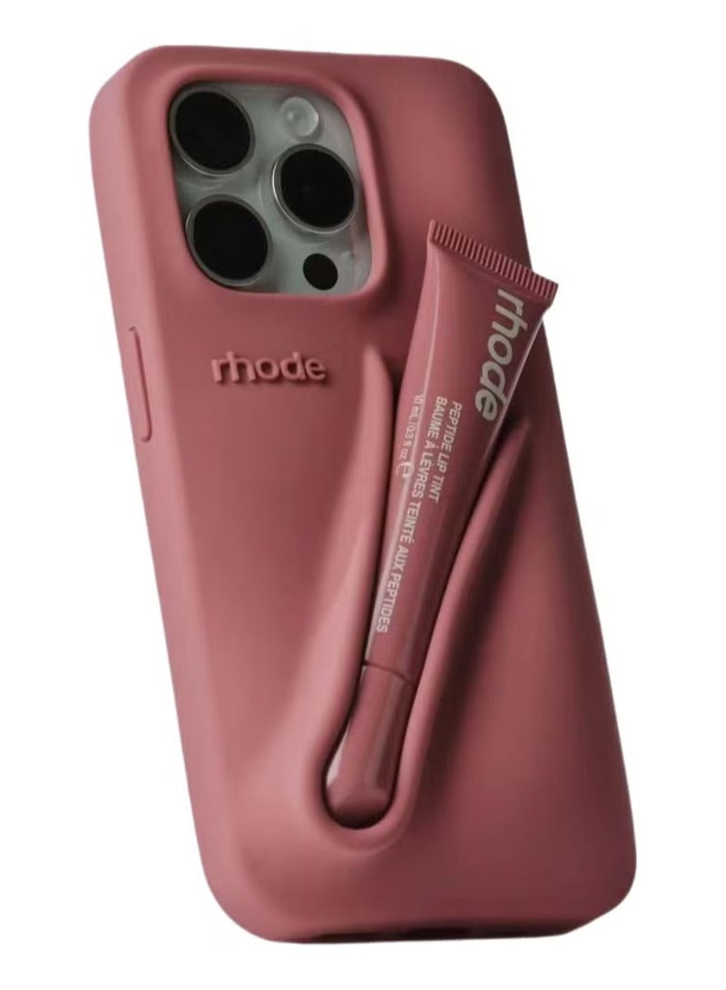 rhode Silicone Lip Holder for Cell Phone, Lip Gloss Adhesive Sleeve for Phone, Lip Holder Stick-on Phone Case, Back Stick On Holder for iPhone Phones（toast） - Image 2