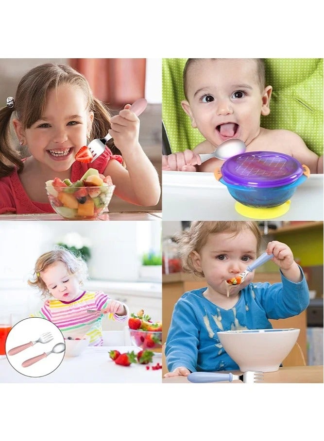 DOOKOO 3-Piece Baby First Fork and Spoon Set, Stainless Steel Utensils Cutlery Kit with Travel Safe Carry Case for Toddler Self Feeding Learning, Multicolour - Image 4
