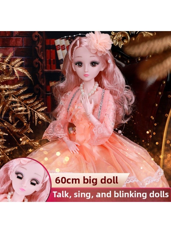 Large Size 60cm Doll Set Gift Box Kids Girl Toy Gift Eiet Sweet Barbie Wedding Princess-Color:[Via] (60cm + Blink)-Height:Handy Gift Box + No Music + Gift Pack 1  - Image 5