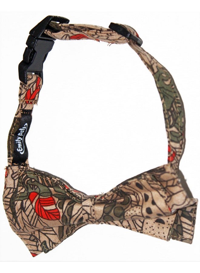 إيميلي بيتس طوق كلاب مع ربطة عنق على شكل فيونكة، طوق سريع الفك مطبوع عليه أزهار ناعم ومريح وقابل للتعديل للكلاب والقطط الصغيرة والمتوسطة والكبيرة (صغير، بني) - Image 1