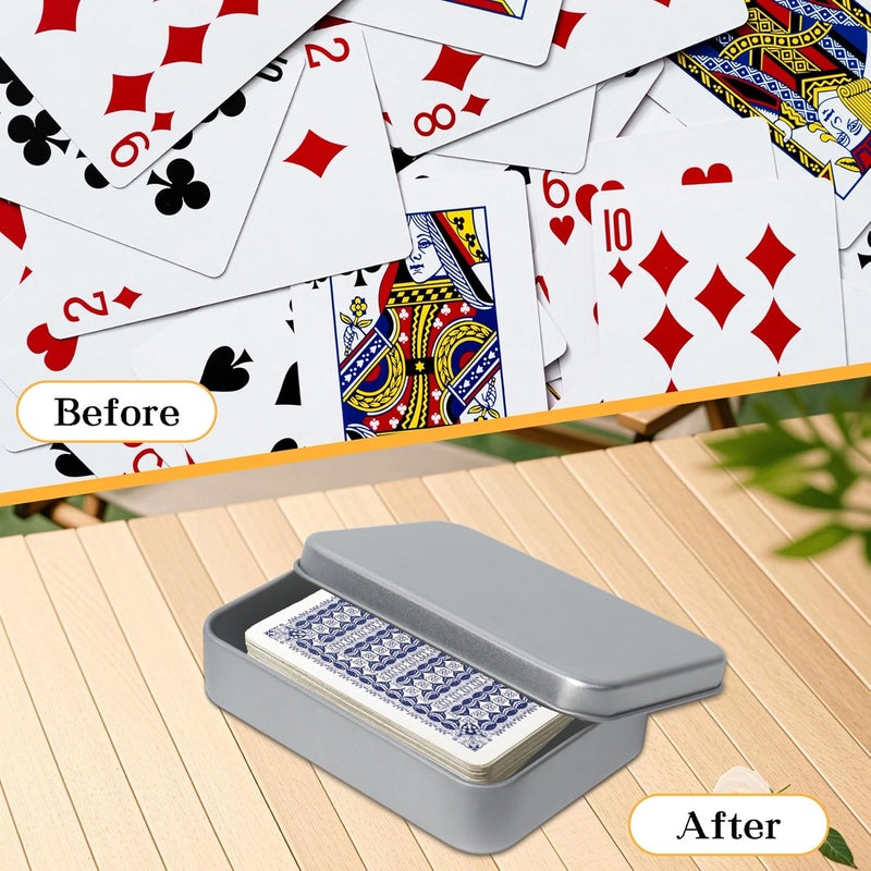 Dmnnlp 6pcs Playing Card Case, Small Mint Tin, Rectangular Metal Tins with Lids, Portable Storage Box for Game Cards Business Trading Cards Candies Teas Earrings Rings Necklace (Silver) - Image 3
