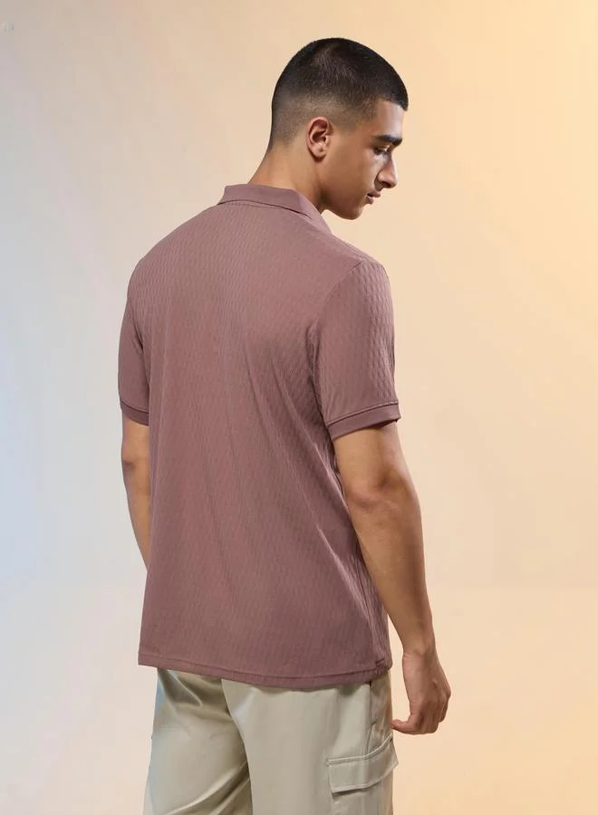 Technosport Brown Men Jacquard Slim Fit Polo for Men | Best Price UAE