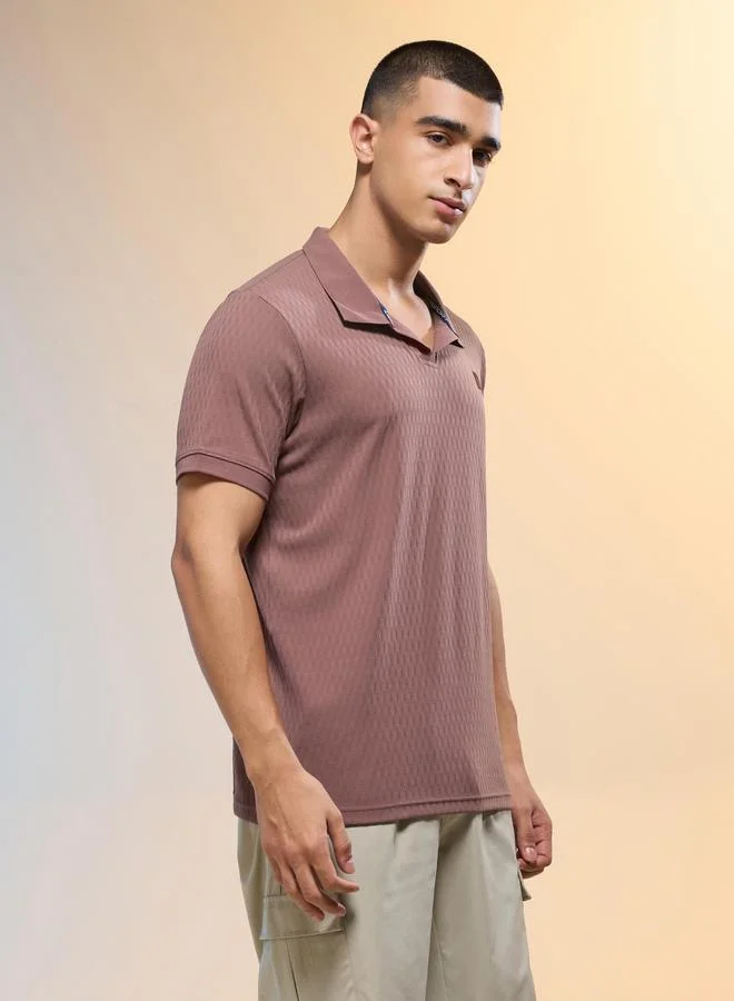 تكنوسبورت تيشيرت بولو رجالي بقصة ضيقة بنقشة جاكار من تكنوسبورت