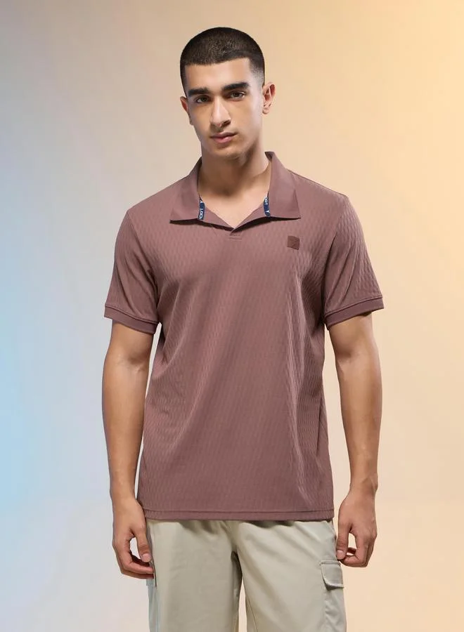 تكنوسبورت تيشيرت بولو رجالي بقصة ضيقة بنقشة جاكار من تكنوسبورت