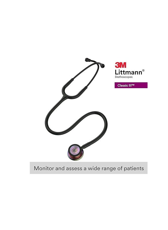 Littmann 3M Littmann Classic III Monitoring Stethoscope, Rainbow-Finish Chestpiece, black stem and headset, Black Tube, 69 cm, 5870  - Image 2
