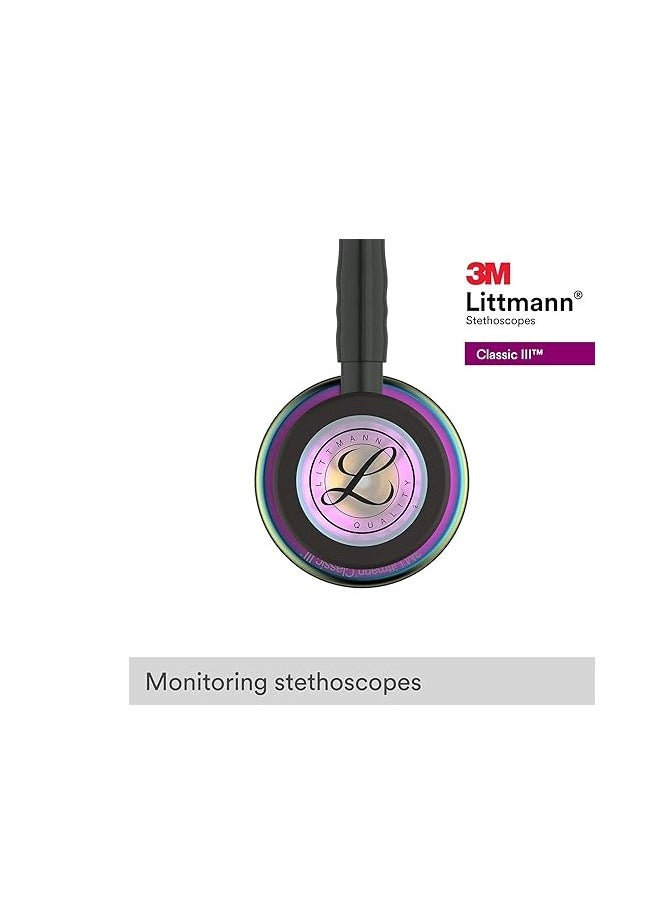 Littmann 3M Littmann Classic III Monitoring Stethoscope, Rainbow-Finish Chestpiece, black stem and headset, Black Tube, 69 cm, 5870  - Image 3