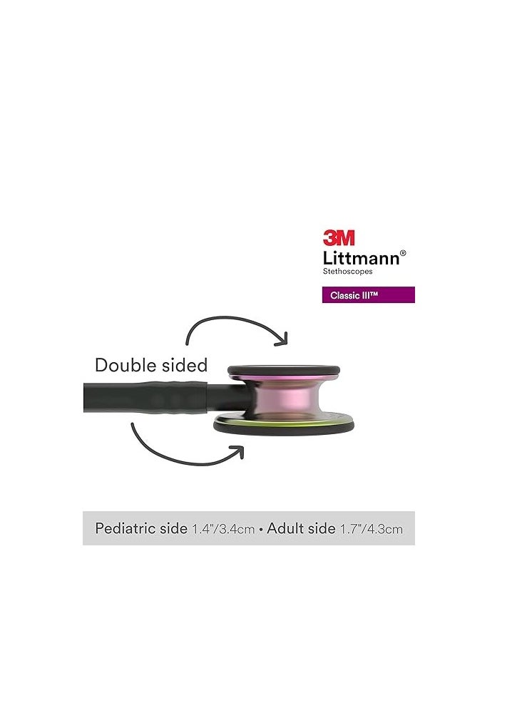 Littmann 3M Littmann Classic III Monitoring Stethoscope, Rainbow-Finish Chestpiece, black stem and headset, Black Tube, 69 cm, 5870  - Image 4