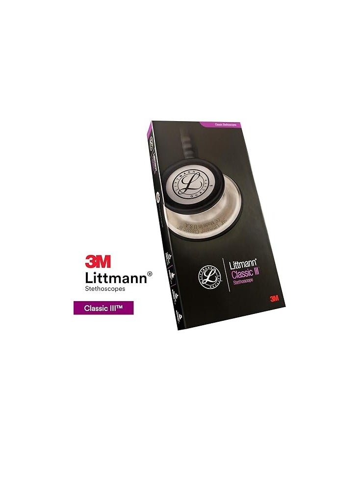 Littmann 3M Littmann Classic III Monitoring Stethoscope, Rainbow-Finish Chestpiece, black stem and headset, Black Tube, 69 cm, 5870  - Image 5