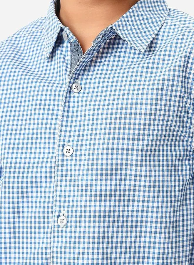 بونكيدز Regular Long Sleeve Printed Navy Cotton Shirt 100 % Cotton