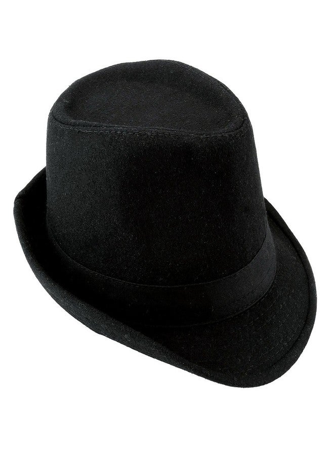 ايذلاند قبعة تريلبي فيدورا كلاسيكية للجنسين من عشرينيات القرن الماضي مع شريط أسود، قبعة صوفية عصرية كاجوال بنمط موسيقى الجاز (أسود) - Image 3