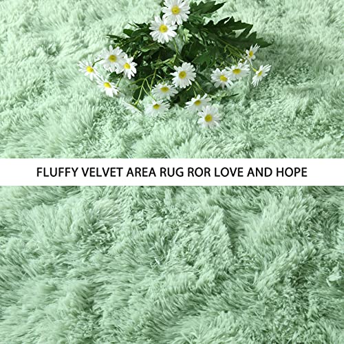 Pettop Fluffy Sage Green Area Rug for Bedroom Living Room, 3x5 Feet Soft Plush Fuzzy Rugs for Girls Kids Boys, Non-Slip and Washable Rug for Nursery Classroom, Carpet for Rooms Decor - Image 4