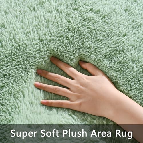 Pettop Fluffy Sage Green Area Rug for Bedroom Living Room, 3x5 Feet Soft Plush Fuzzy Rugs for Girls Kids Boys, Non-Slip and Washable Rug for Nursery Classroom, Carpet for Rooms Decor - Image 3