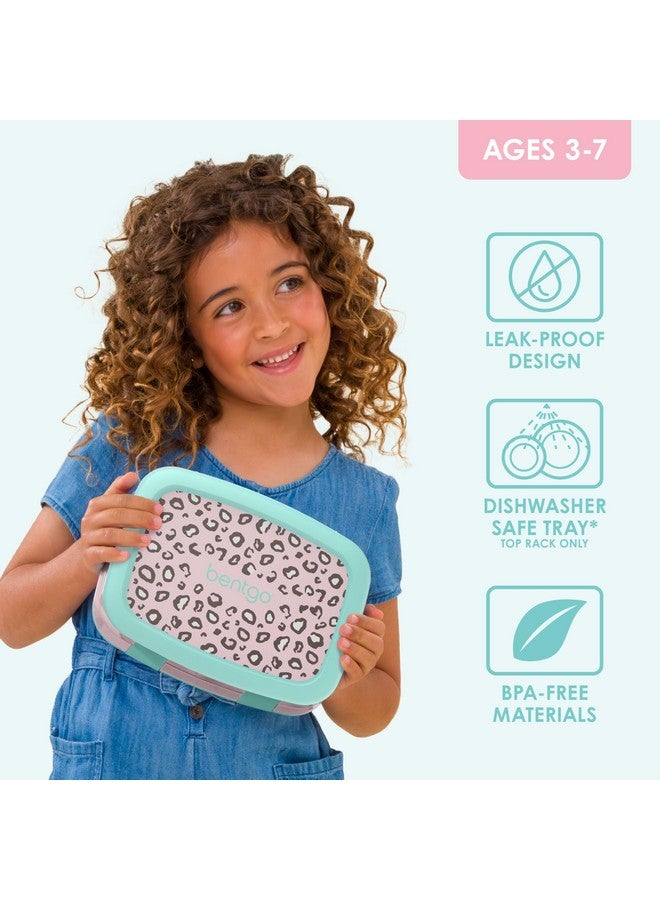 Bentgo Kids Prints Leak-Proof, 5-Compartment Bento-Style Kids Lunch Box - Ideal Portion Sizes for Ages 3-7, Durable, Drop-Proof, Dishwasher Safe, & Made with BPA-Free Materials (Leopard) - Image 2