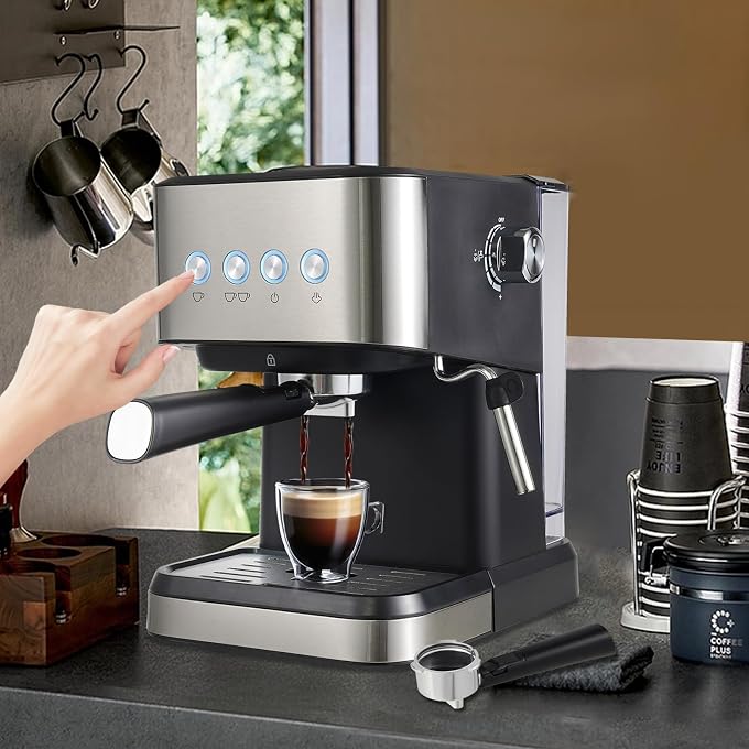 Coffee Machine 1.5L/50.73Oz, Small Drip Coffee Machine with Cup Holder, Semi-Automatic Milk Frother for Home, Office, Cafe, Hotel - Image 2