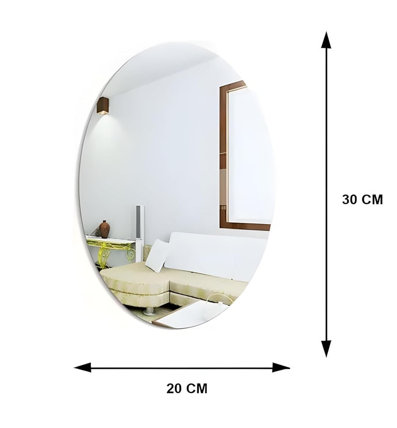 Fliptic Unframed Oval Shape Adhesive Mirror Sticker for Wall On Tiles Bedroom Living Room Basin Mirror Bathroom Wall Mirror Both Side Sticker Acrylic Wall Mirror Full Length, Silver - Image 3