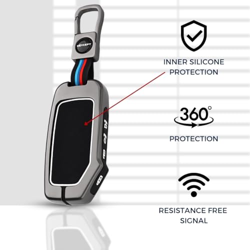 KEYCEPT Metal Alloy Key Cover Compatible for Kia Seltos 2024 2023 Facelift HTX | Sonet Facelift | Carens X Line 4 Button Smart Key with Keychain (Short Keychain). - Image 5