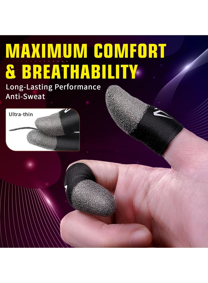 Fasola Mobile Gaming Finger Sleeves Ultra Thin Seamless Silver Fiber Thumb Covers Breathable Anti Sweat Sensitive Fit for Touchscreen Game Controllers Tablets Everyday Use - Image 3