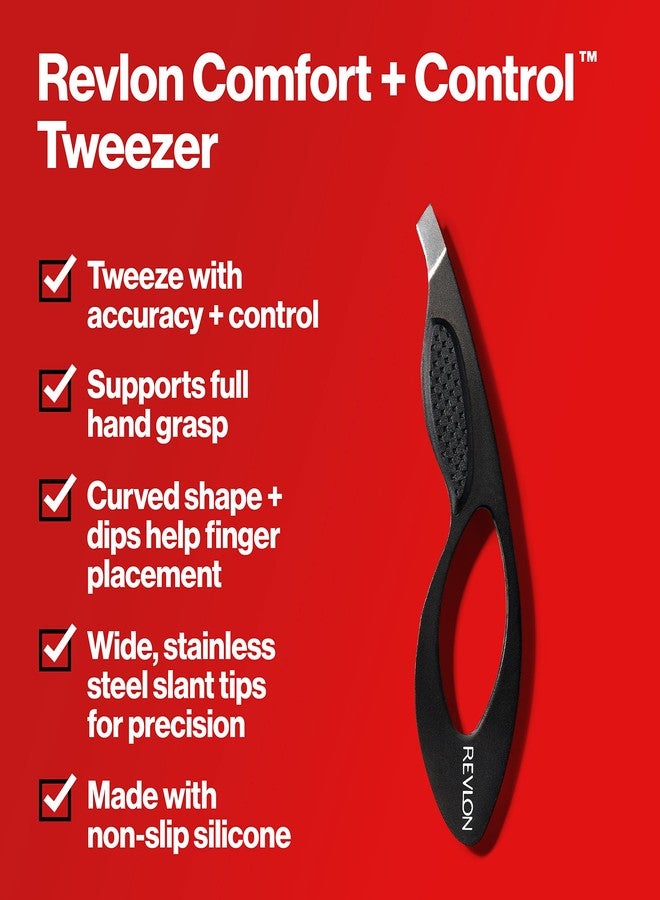 Revlon Comfort and Control Tweezer, Easy to Use Eyebrow Tool with Wide Grip, 1 count - Image 4