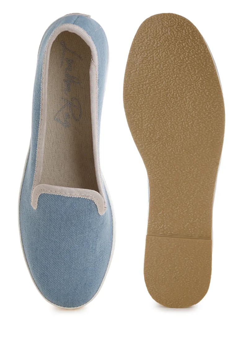 London Rag Denim Slip On Loafers in Light Blue