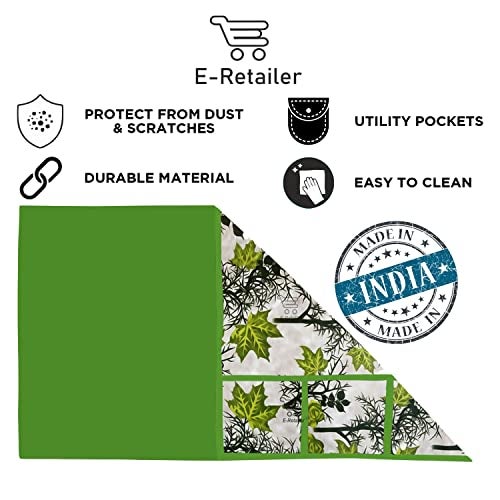 E-Retailer® Polyester 3-Layered Fridge Top Cover/Refrigerator Cover With 6 Utility Pockets (Color-Green, Size-39x21 Inches) - Image 4