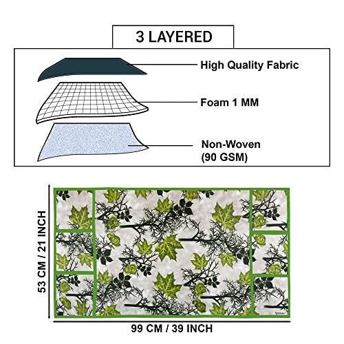 E-Retailer® Polyester 3-Layered Fridge Top Cover/Refrigerator Cover With 6 Utility Pockets (Color-Green, Size-39x21 Inches) - Image 3