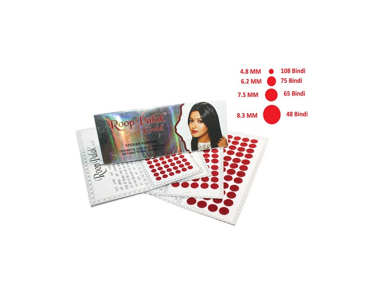 IS4A Color Velvet Dot Bindi Tattoo Stickers Adhesive Body Jewelry Multi Size Indian Daily Use Forehead Bindi Round Dot (Mehroon) - Image 2
