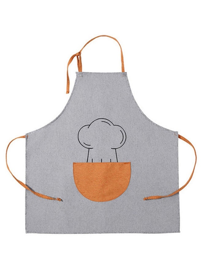 NIBEMINENT Semi-Circle Pocket Oil Proof Apron Grey/Orange 68 x 66centimeter