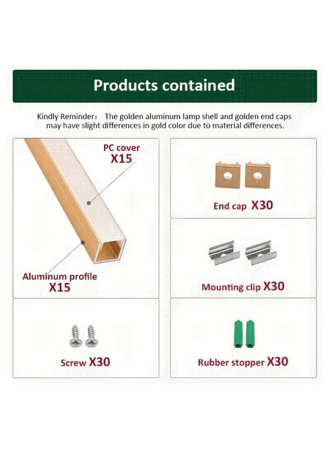 Golden Aluminum LED Channel System With White Cover For Strip Light Installation - Image 3